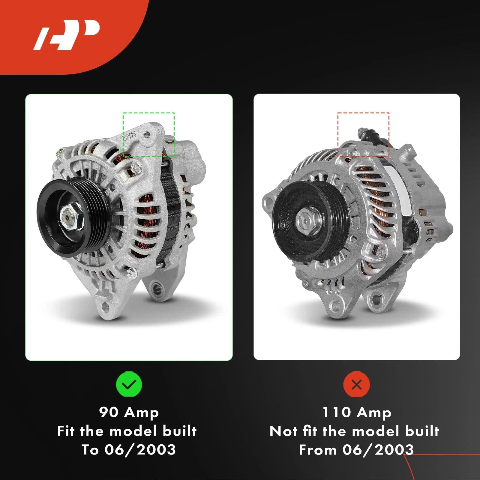 Alternator for Mitsubishi Outlander (2003–2004) 2.4L 90A 6-Grooves