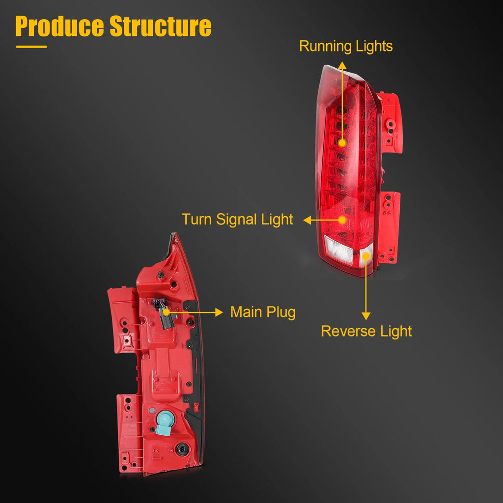Left Taillight Assembly for Cadillac SRX (2010–2016) Red Lamp