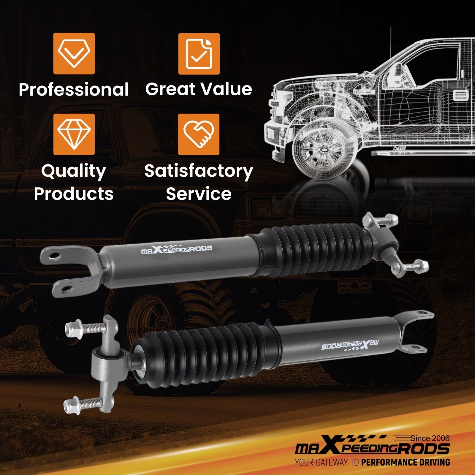 Front Lift Shock for GMC Sierra 2500HD 3500HD (2011–2019) 3.5-4.5" Lift