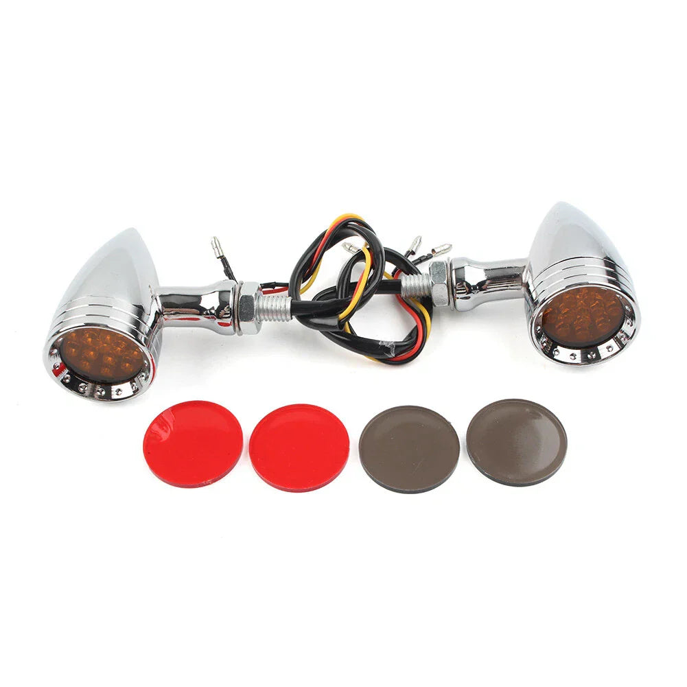 Chrome Motorcycle LED Brake Blinker Tail Lights for Harley