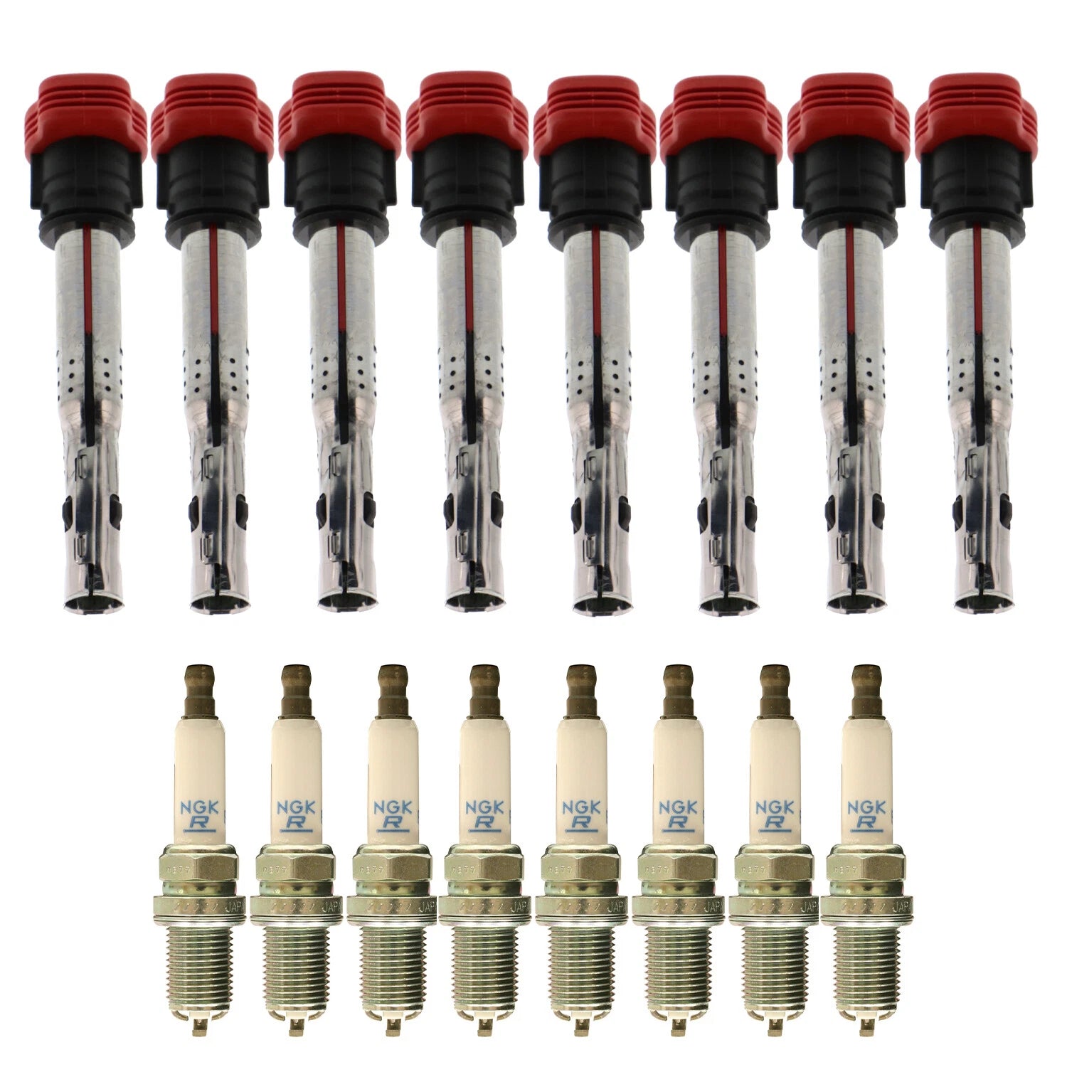 Set of 8 Ignition Coils & NGK Laser Platinum Spark Plugs for Audi R8 RS4 S5 (2007–2021)