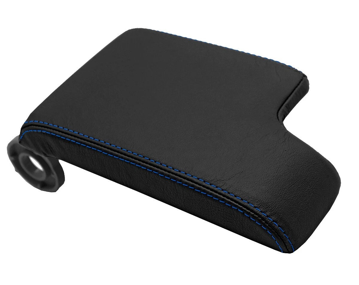 Leather Console Lid Armrest Cover for BMW E46 (1999–2004) Blue Stitch