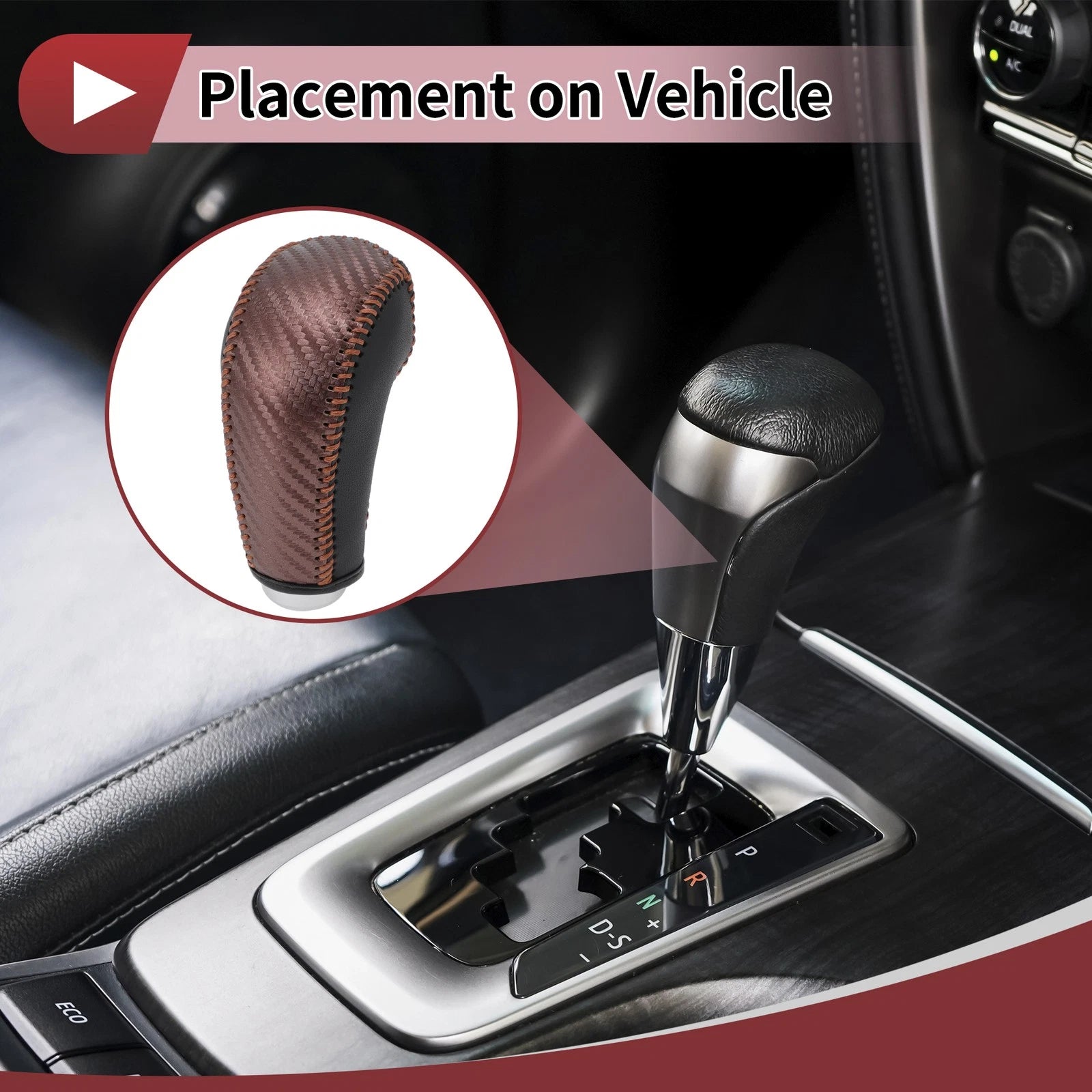 Gear Shift Knob Cover for Subaru Forester (2014–2017) Brown Carbon Fiber