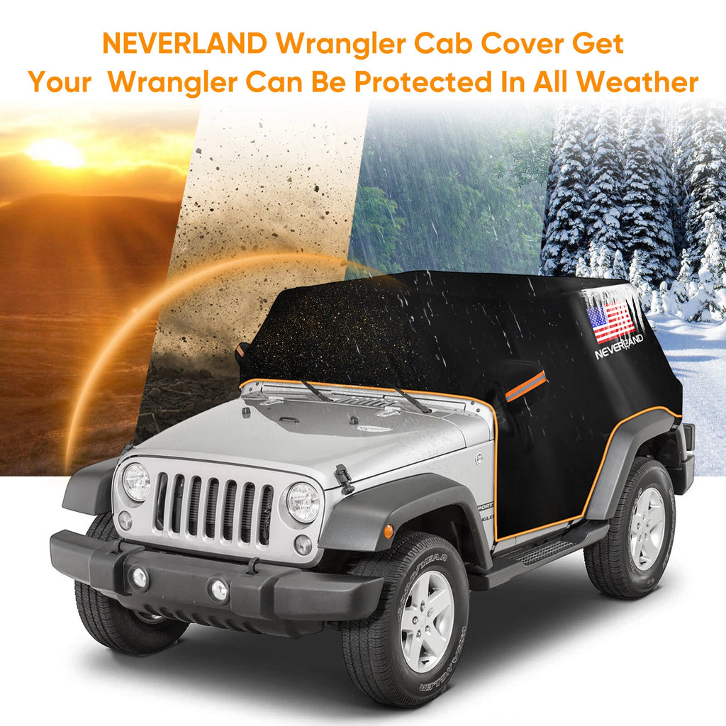 Half Car Cover for Jeep Wrangler 4 Doors JKU JLU (2007–2024) UV Protect