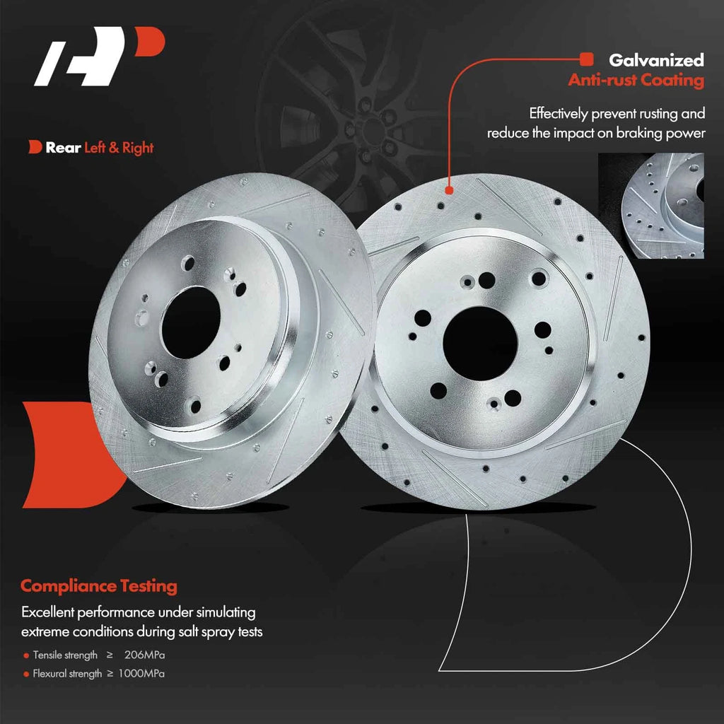 Rear Drilled Brake Rotors for Honda Pilot (2009–2015) Odyssey (2011–2017)