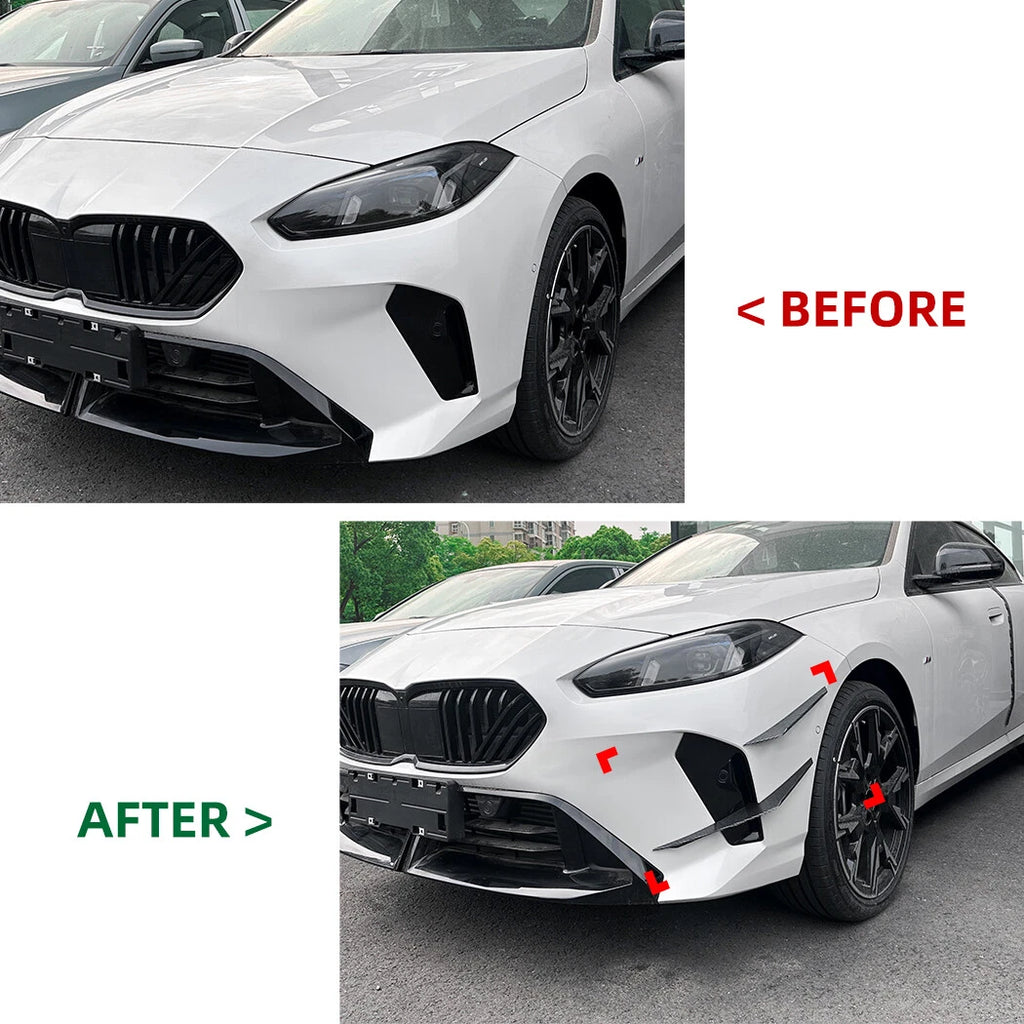 Set of 4 Black Front Bumper Side Canards Splitters for BMW 2-Series F70 F74 (2024+)