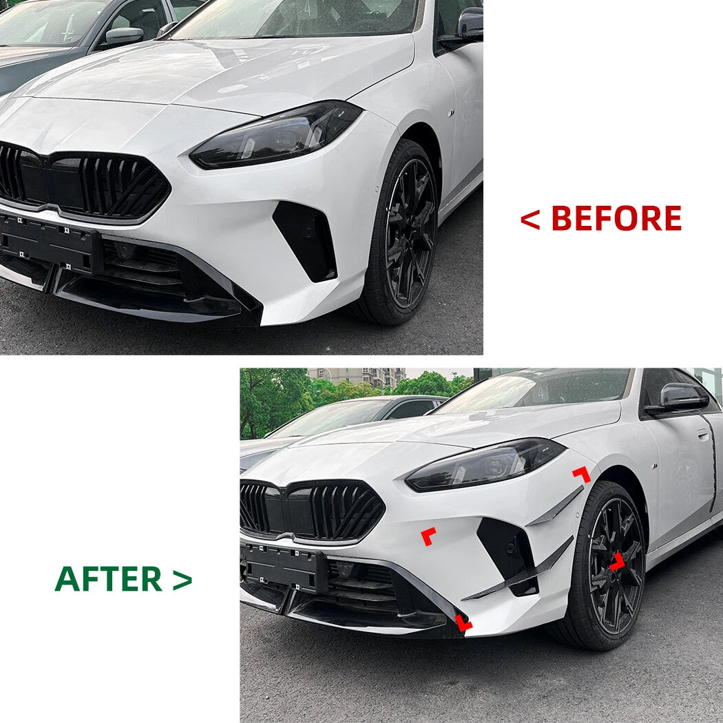 Set of 4 Black Front Bumper Side Canards Splitters for BMW 2-Series F70 F74 (2024+)