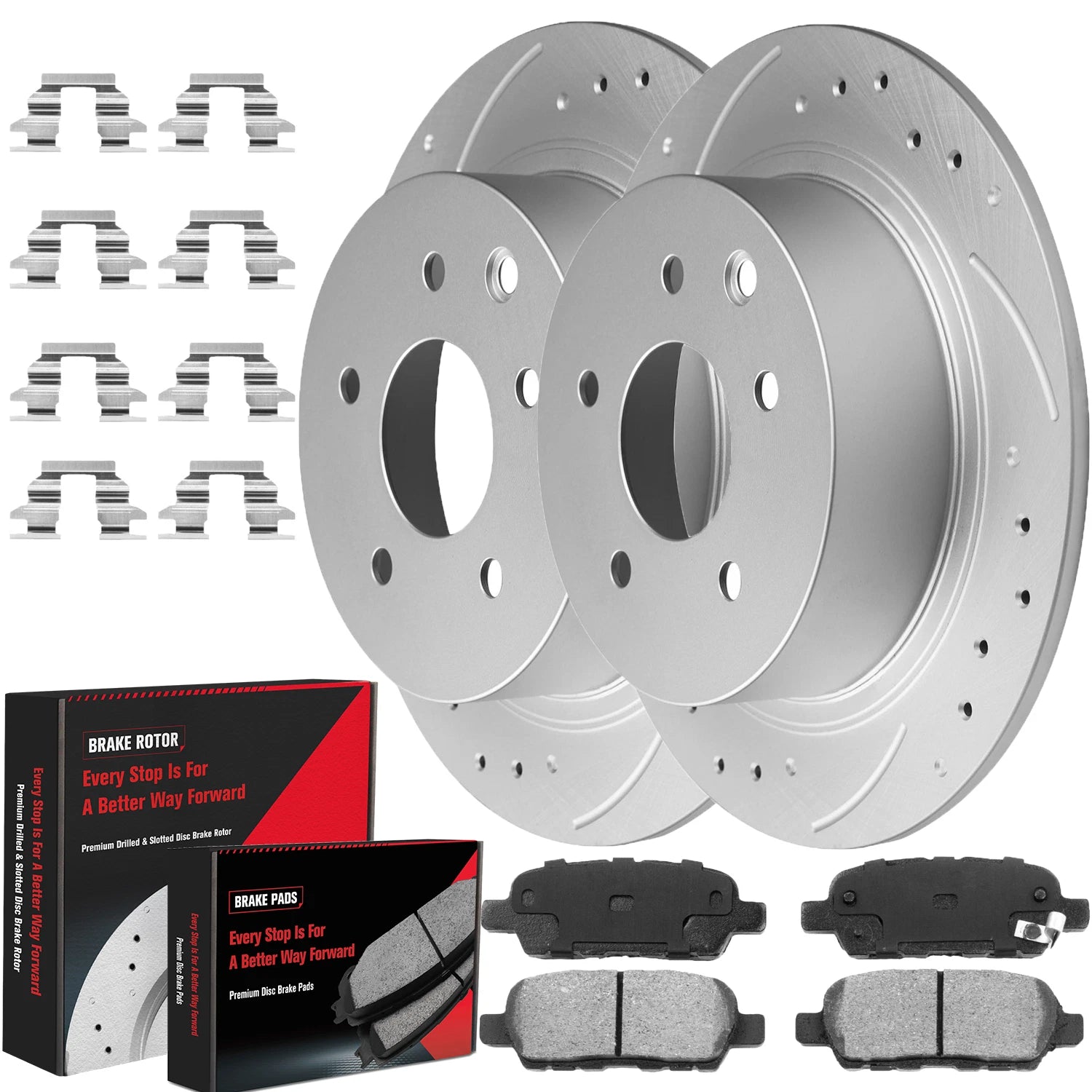Set of 2 Rear Drilled Disc Rotors & Ceramic Brake Pads for Nissan Altima Sentra (2002–2022)