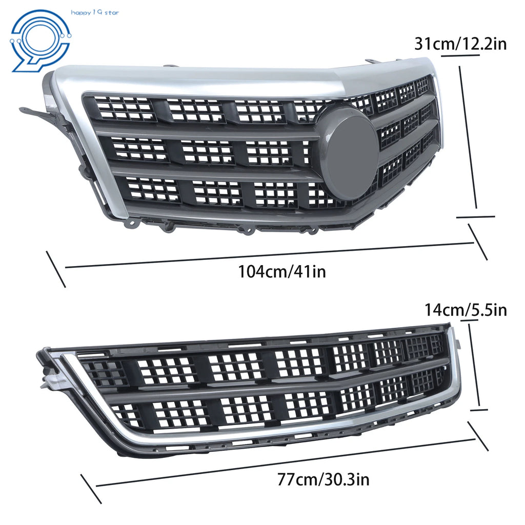Set of 2 Matte Chrome Front Upper and Lower Grilles for Cadillac ATS (2013-2014)