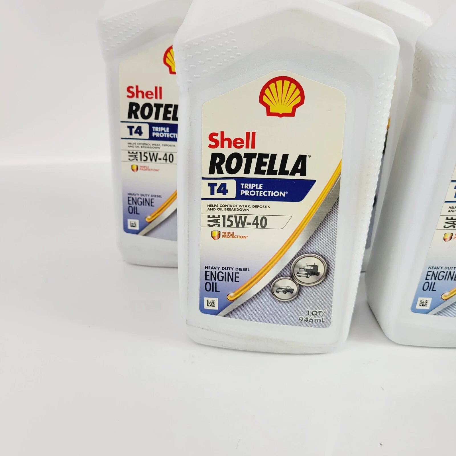 Set of 4 Shell Rotella SAE 15W-40 Diesel Engine Oil 1 QT for Diesel Engines