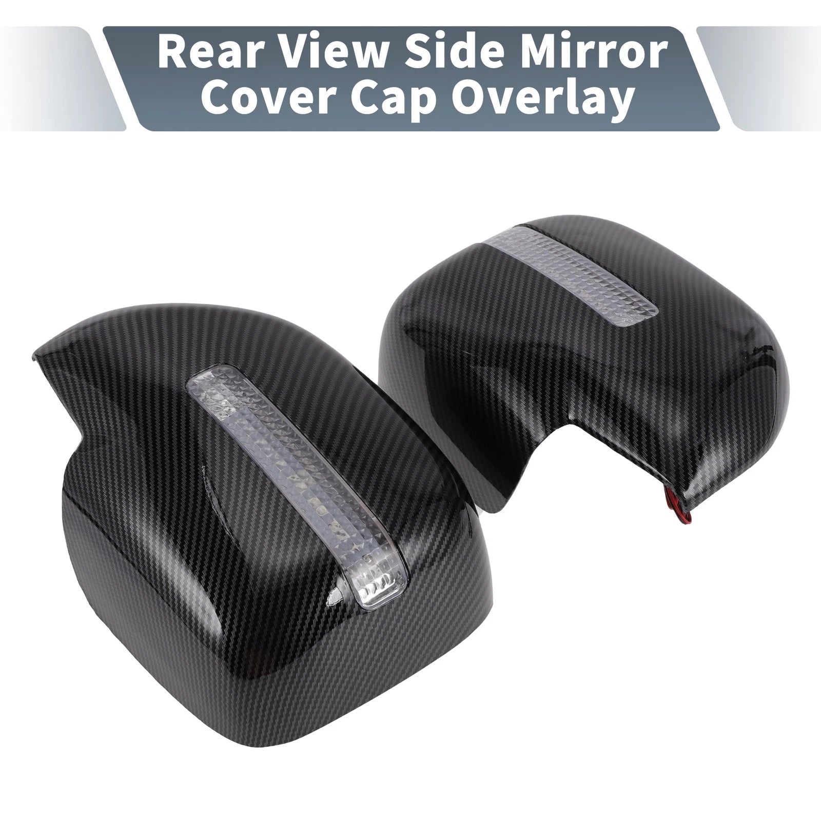 Pair Rearview Mirror Cover Overlay Black Carbon Fiber for Lexus LX470 (1998–2007)