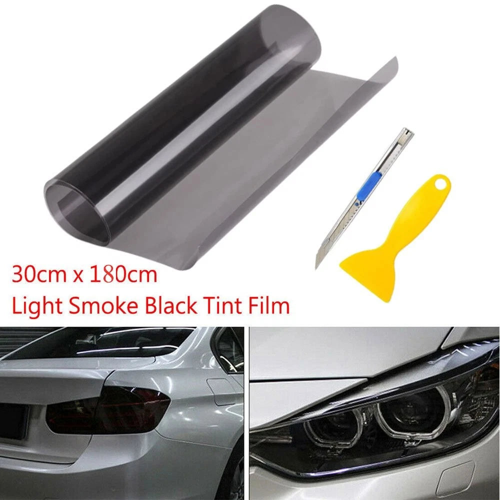 Set of 2 Smoke Black Tint Film for Headlights Tail Lights