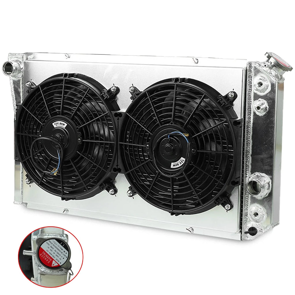 3 Row Aluminum Radiator + Fan Shroud for Chevy S10 Blazer/Pickup V8 (1982–2002)