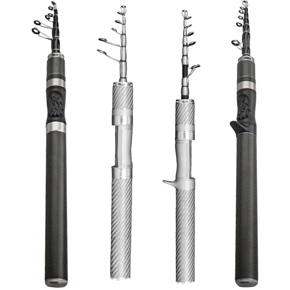 2X Ultra Short Telescopic Fishing Rod Carbon Fiber 180cm