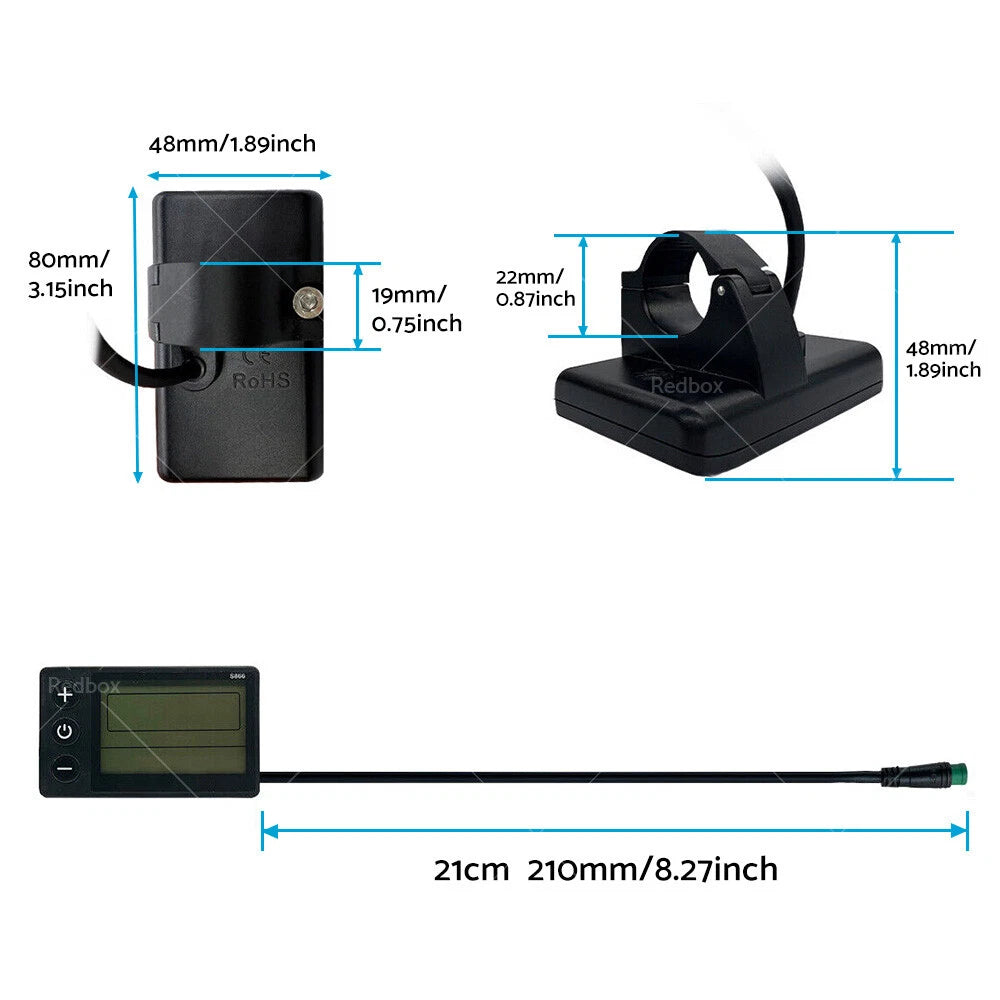 LCD Display S866 for Ebike Scooter (24V 36V 48V) Waterproof
