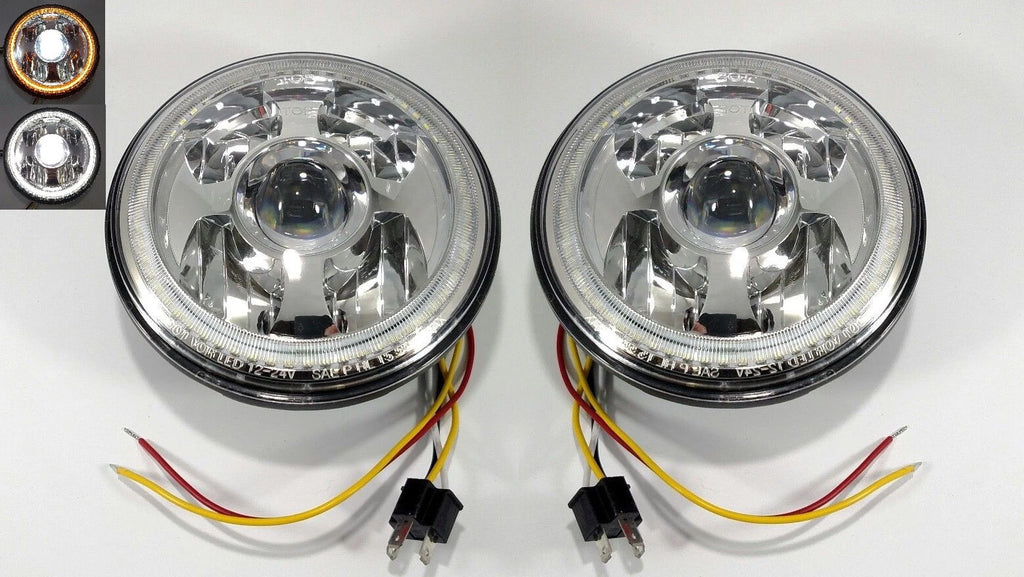 7 Inch LED Projection Headlights Pair with Halo Ring for Jeep Wrangler (1997–2006)