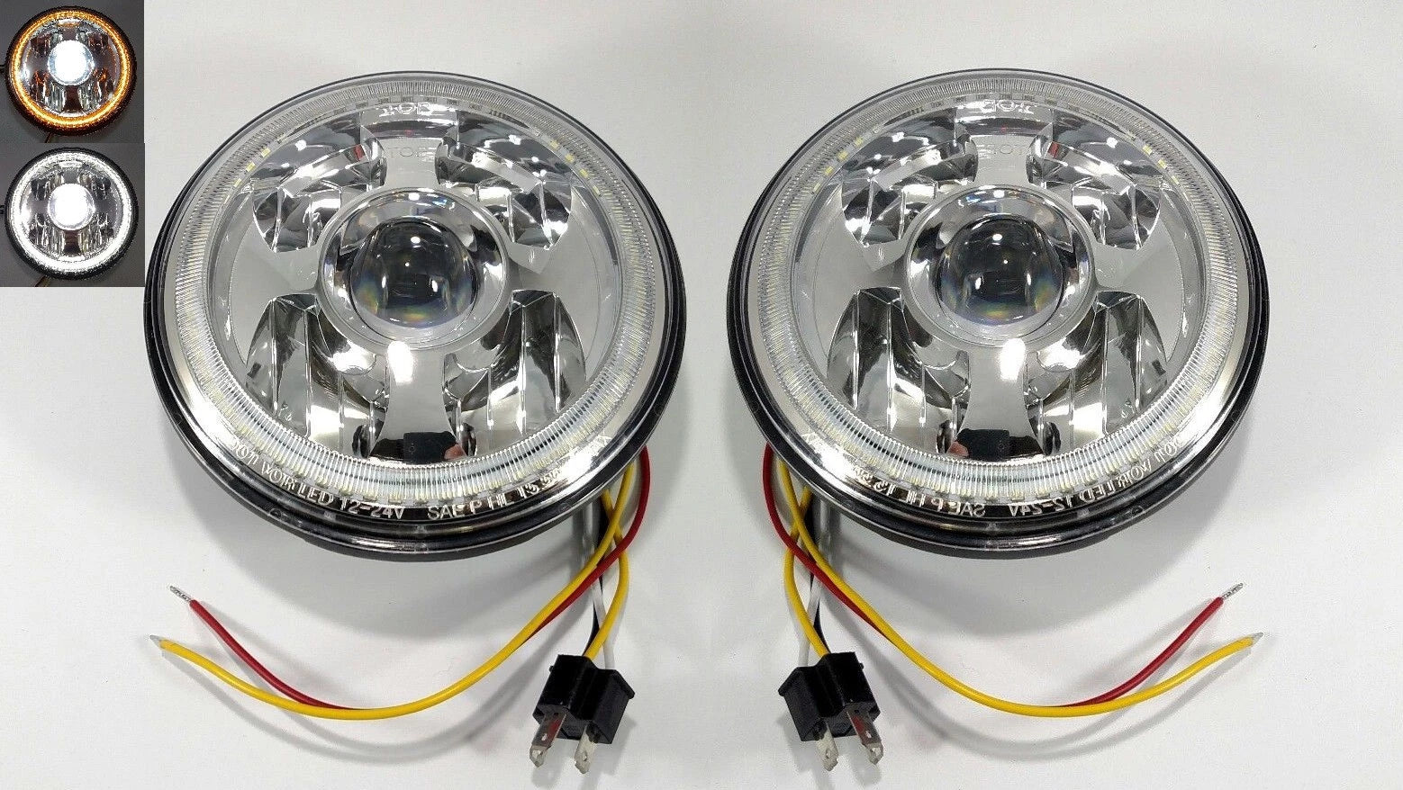 7 Inch LED Projection Headlights Pair with Halo Ring for Jeep Wrangler (1997–2006)