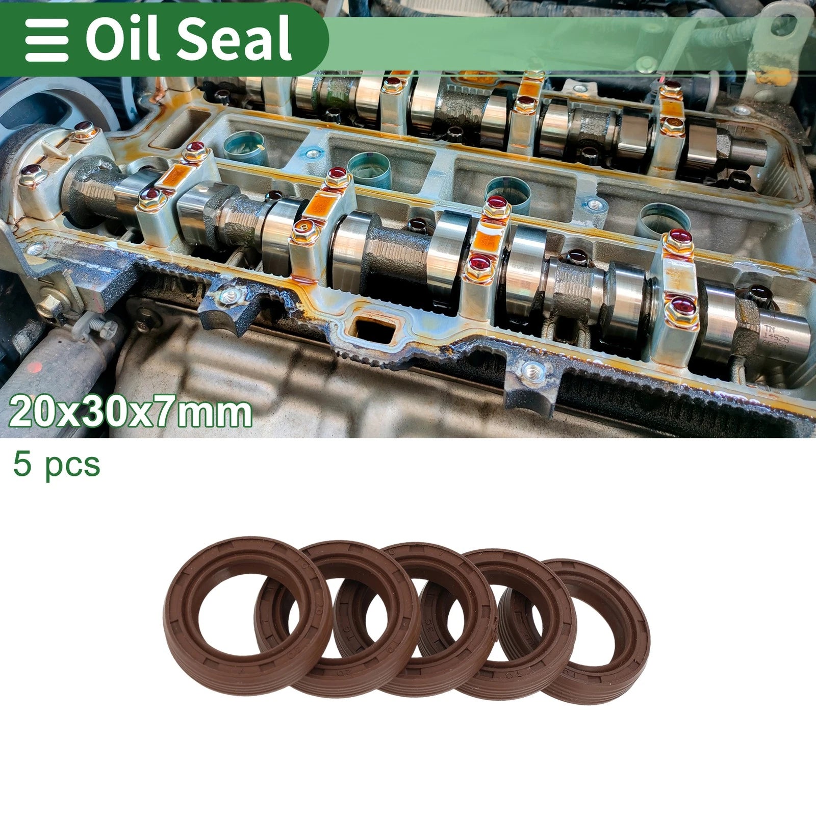 Oil Seal FKM Rubber 20x30x7mm for Various Models (5 Pcs)