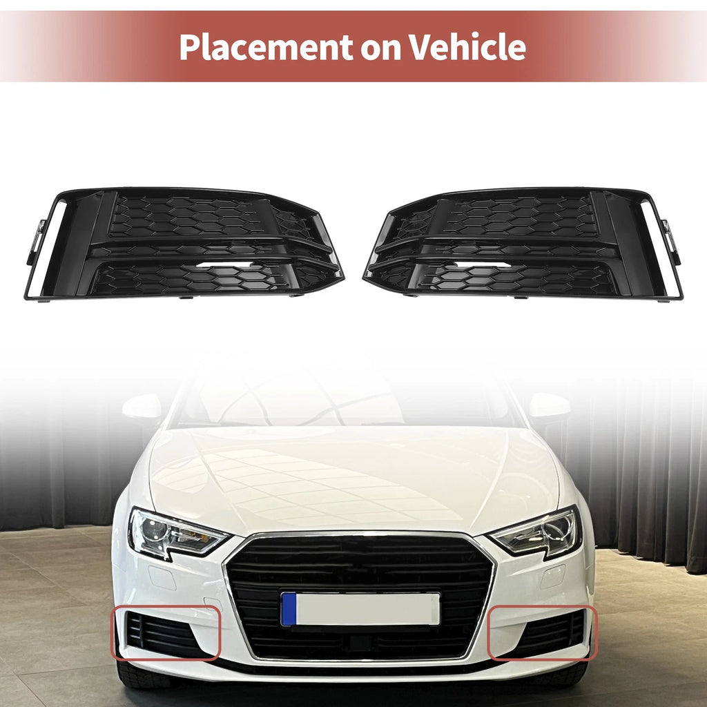 1 Pair Front Fog Light Grill for Audi A4 B9 S-Line S4 (2017–2023) No. 8W0807681F Black