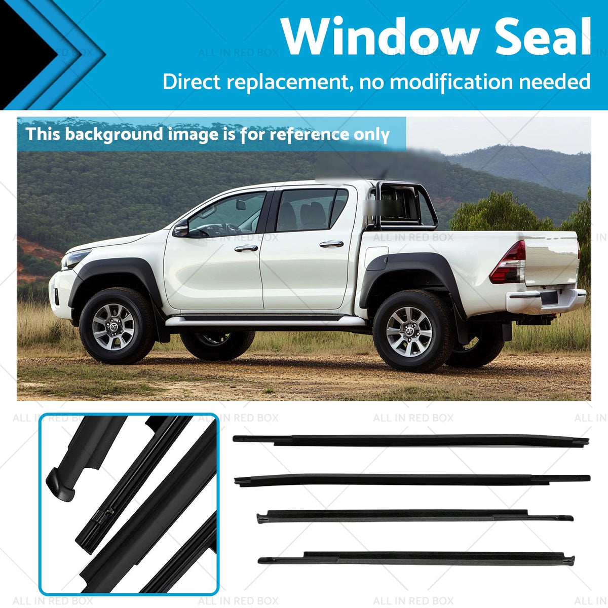 Set of 4 Outer Window Seals for Toyota Hilux (2015–2023) 681800K010