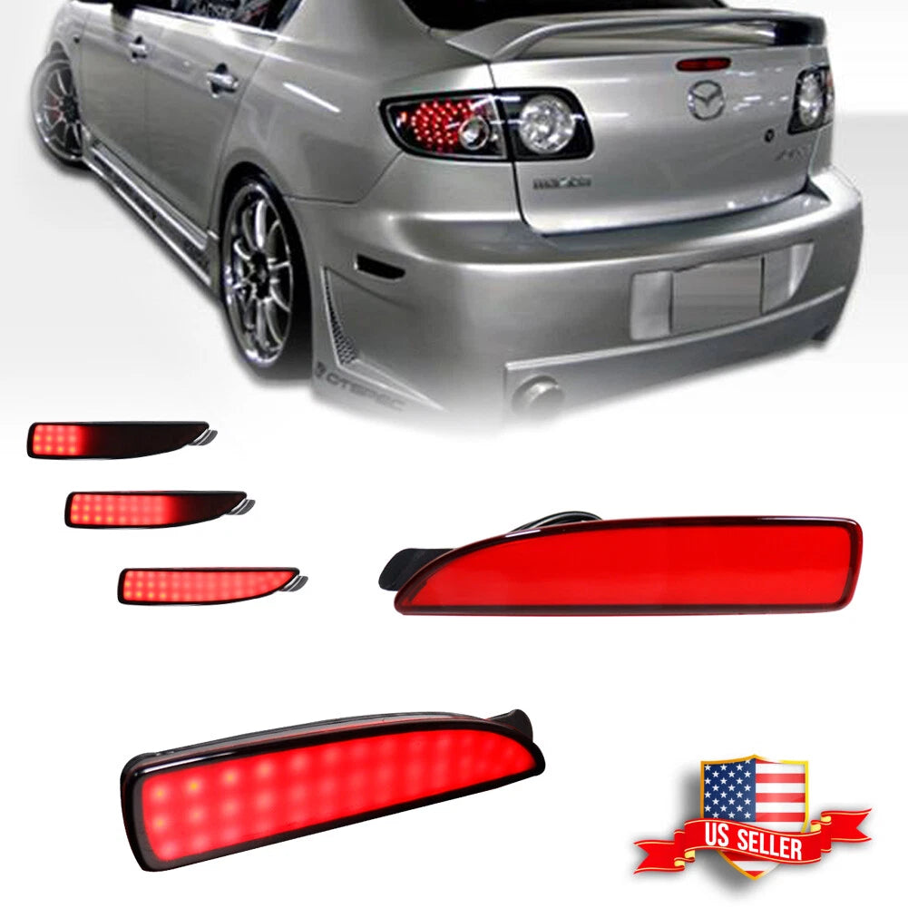 Pair Red LED Rear Side Marker Lights for Mazda 3 (2004–2008)