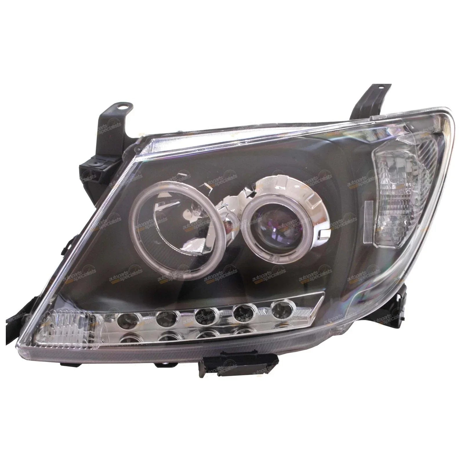 2 x LED Black Projector Headlights for Toyota Hilux (2005–2011)