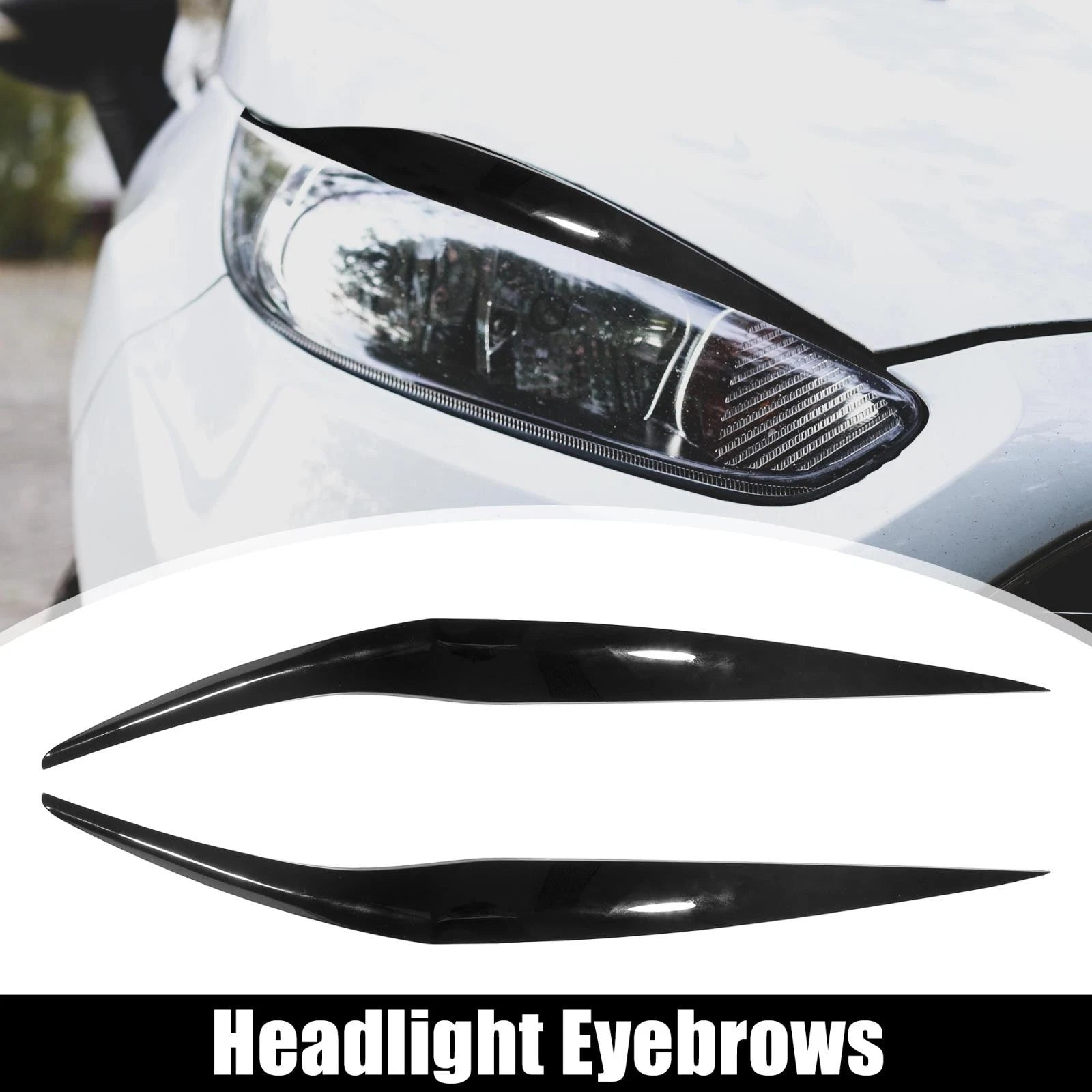 1 Pair Headlight Eye Lid Cover Sticker Black for Ford Fiesta (2013–2016)