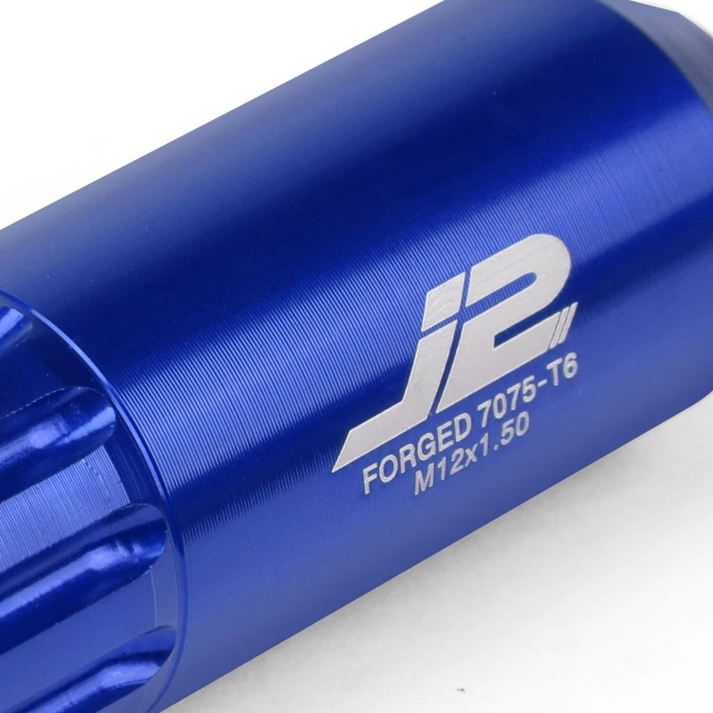16 Pcs J2 7075 Forged Aluminum M12x1.5 Open-End Lug Nut Set w/4 Lock+Key Blue