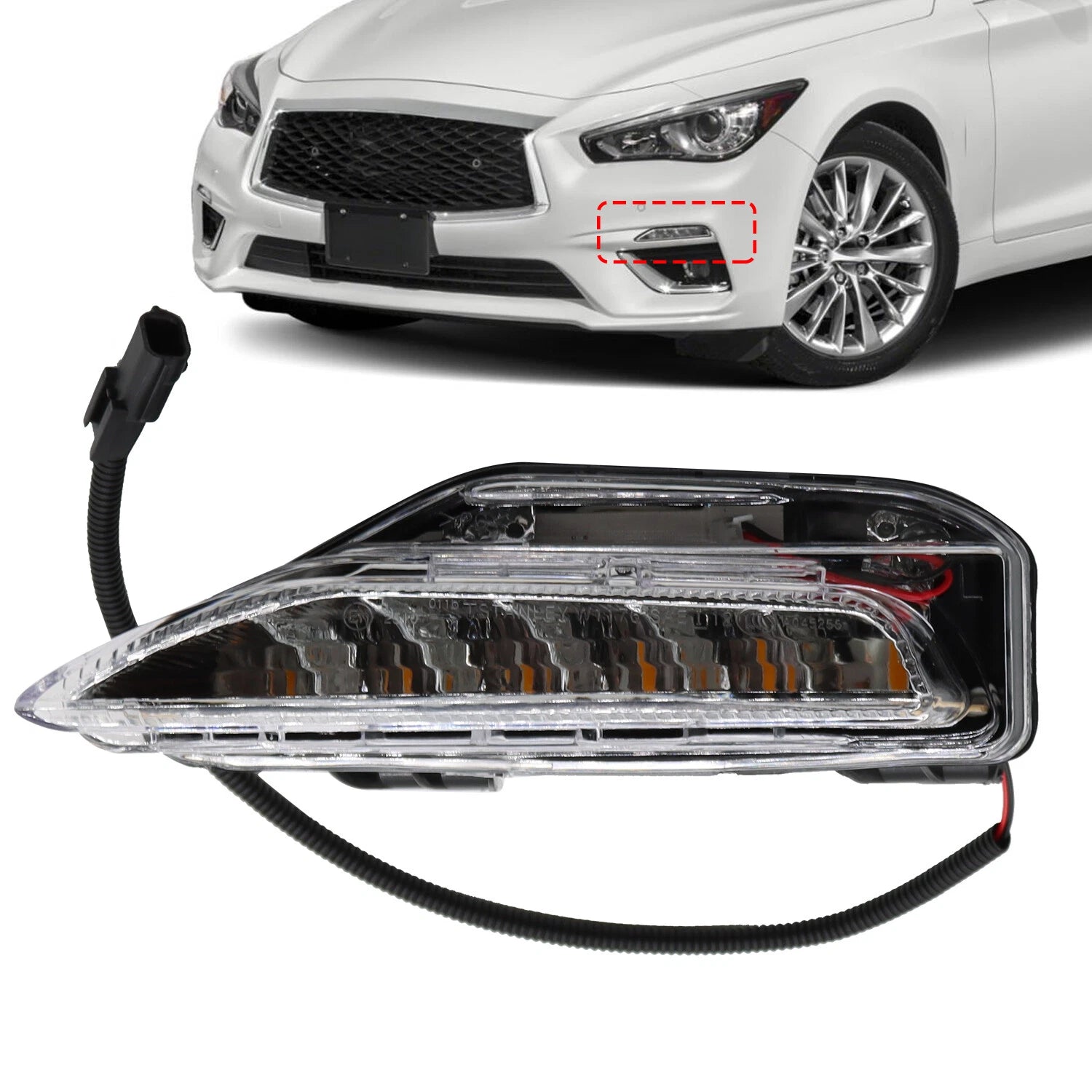 Front Left Turn Signal Light for Infiniti Q50 Q50s (2014–2020) LH Amber