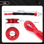 2X Recovery Ring Snatch Block Pulley + 2X Soft Shackle for Tow Winch Rope