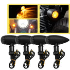 Set of 4 Black Motorcycle Turn Signal Lights for Universal Models