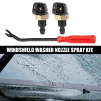 3 Pcs Front Windshield Washer Nozzle Kit for Ford Chevy (Universal Fit)