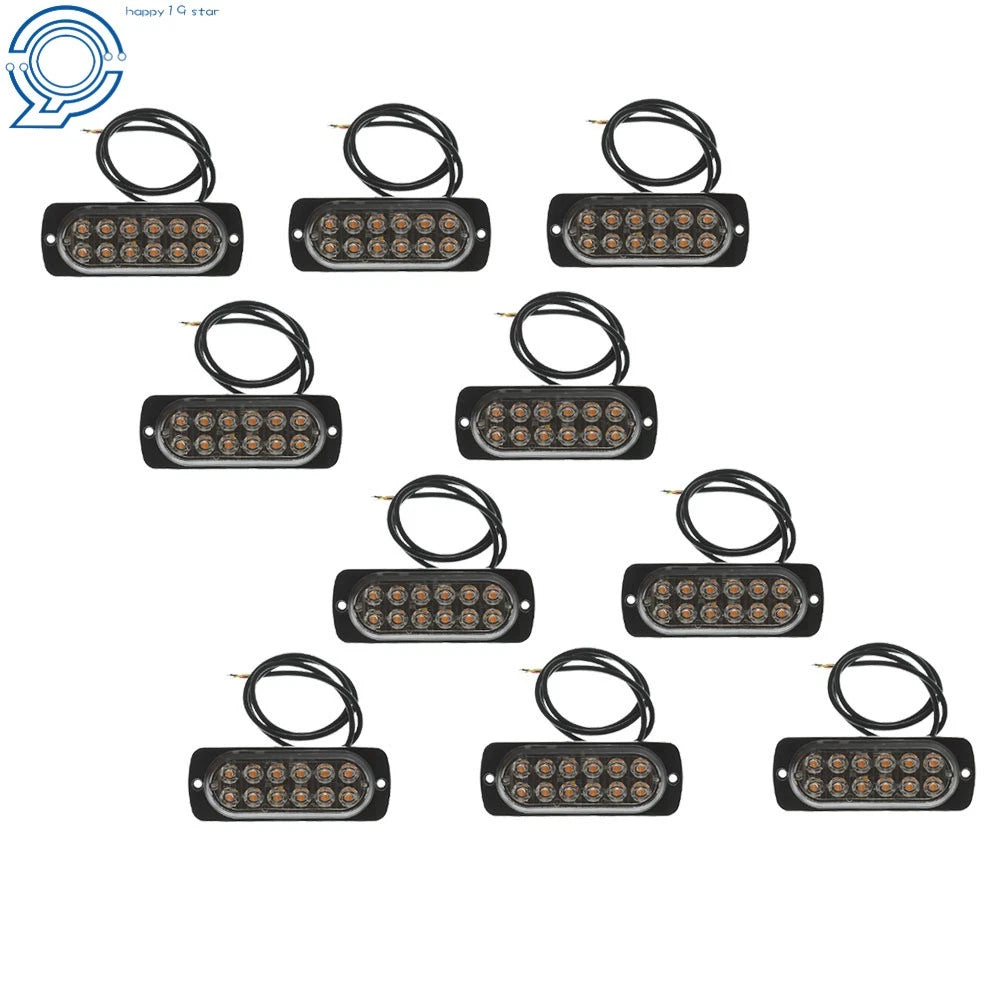 Set of 10 LED Strobe Lights for Emergency Vehicles (12V)