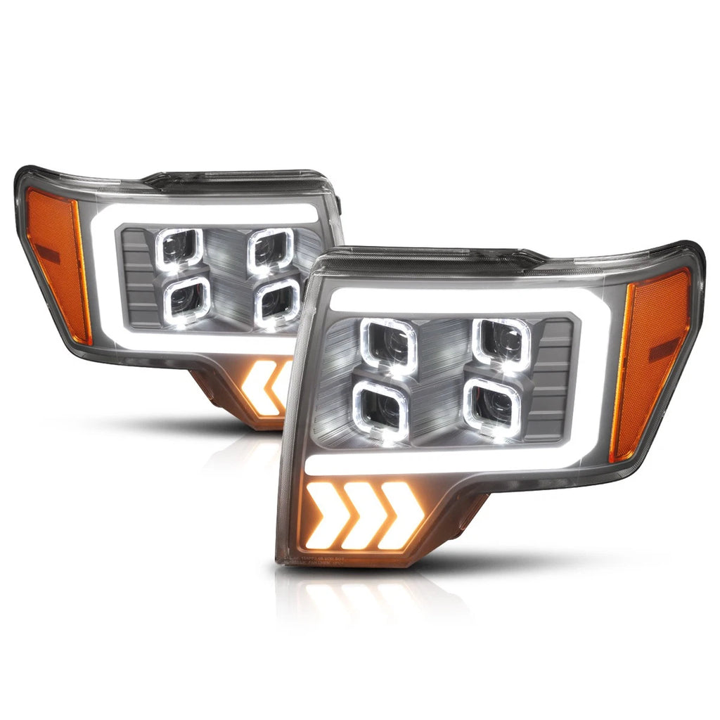 Quad LED DRL+Arrow Signal Projector Headlights for Ford F150 (2009–2014)