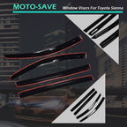 Set of 4 Window Visors Rain Guard Shades for Toyota Sienna (2004–2009)
