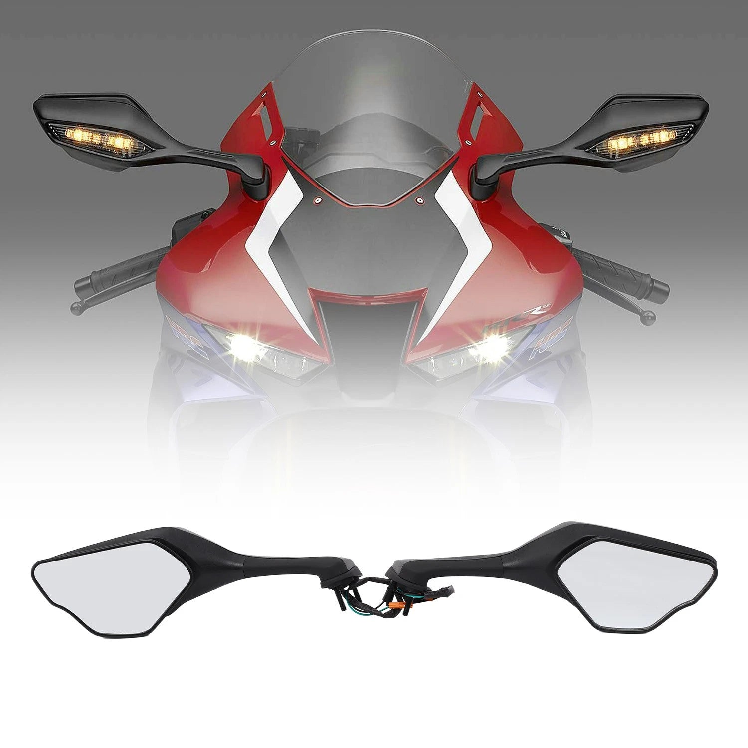 Pair Rear-View Mirrors with LED Turn Signals for Honda CBR1000RR (2017–2025)