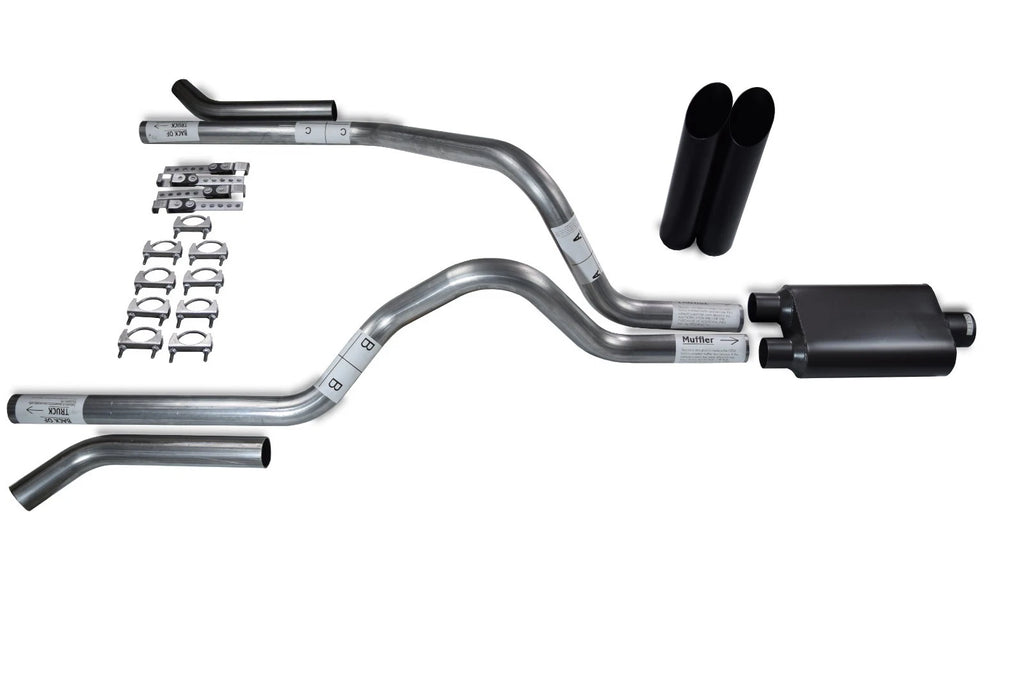2.5" Dual Exhaust Kit for Dodge Dakota (1987–1996) - 2 Chamber Muffler, Black