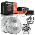 Rear Drilled Brake Rotor, Pad & Hub Bearing for Nissan Maxima (2010–2017)