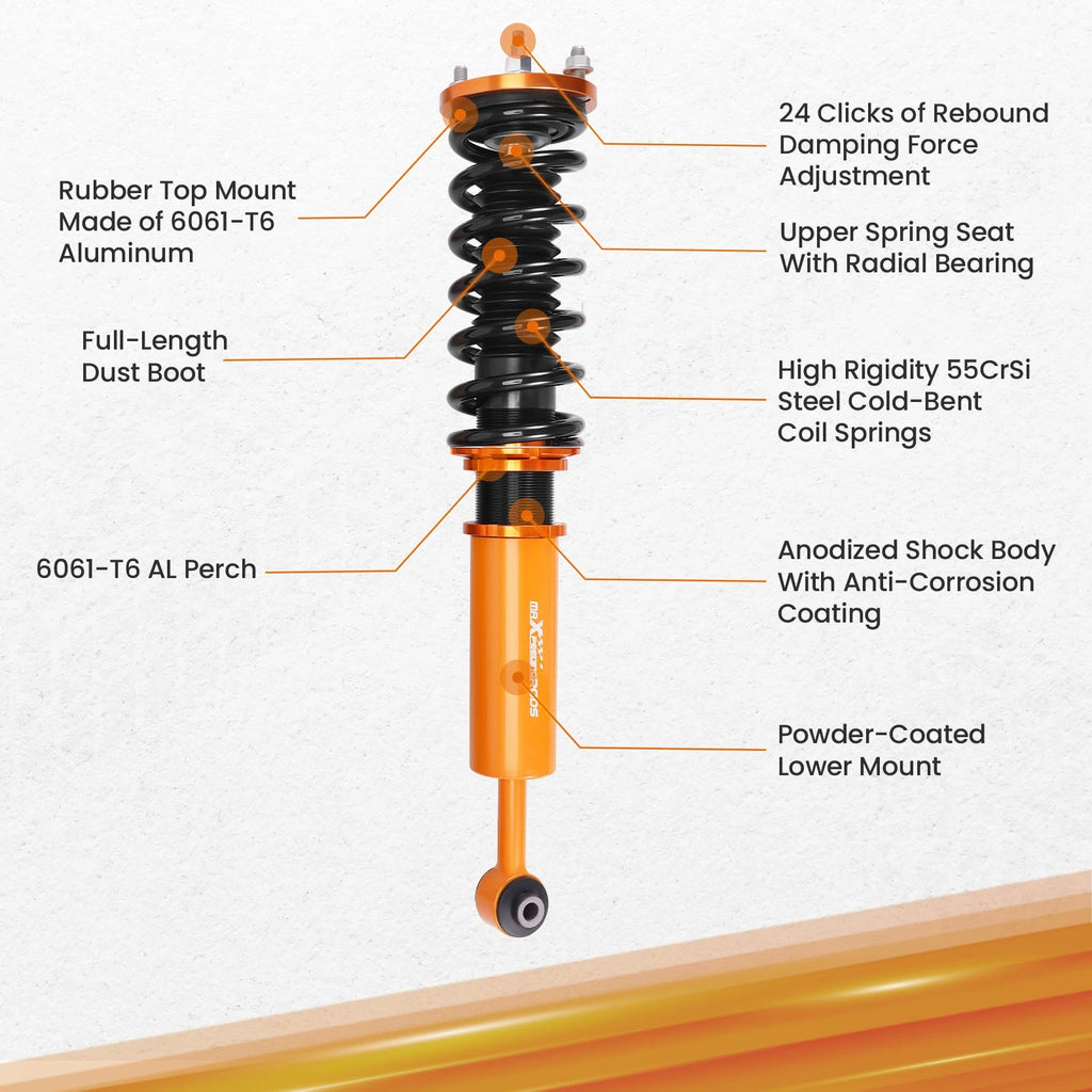 24-Way Adjustable Coilover Struts Damper Kit for Honda Accord (1998-2002)