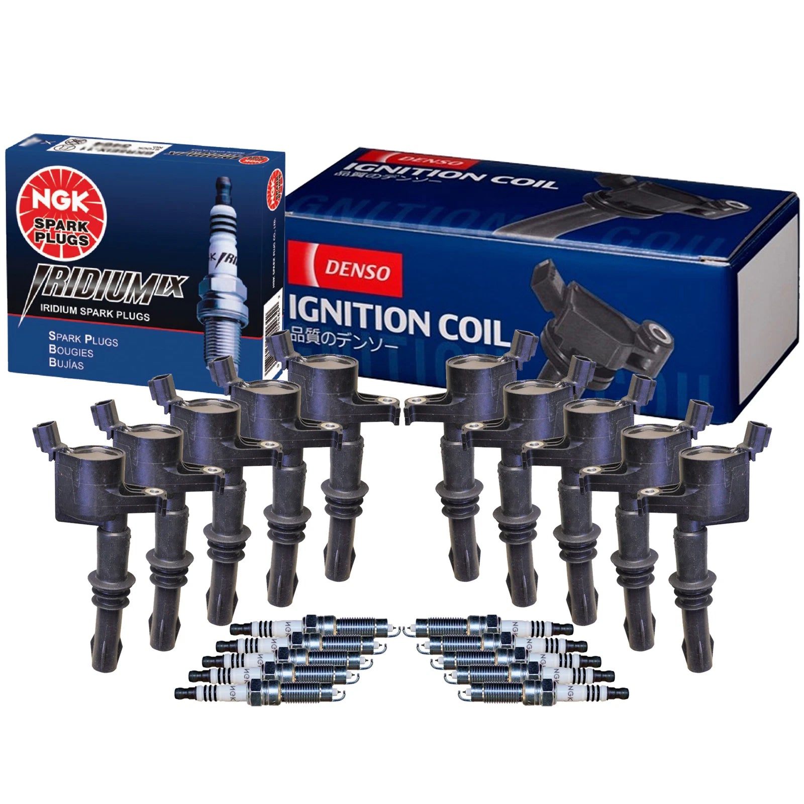 Set of 10 Ignition Coils & Spark Plugs for Ford 6.8 V10 (2000–2008)