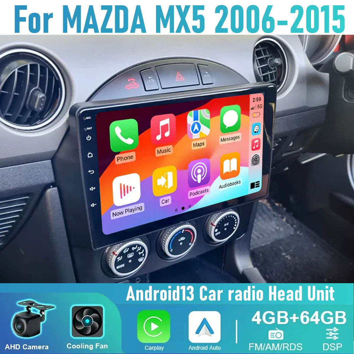 9" Wireless Carplay Android Auto Head Unit for Mazda MX5 (2006-2015)