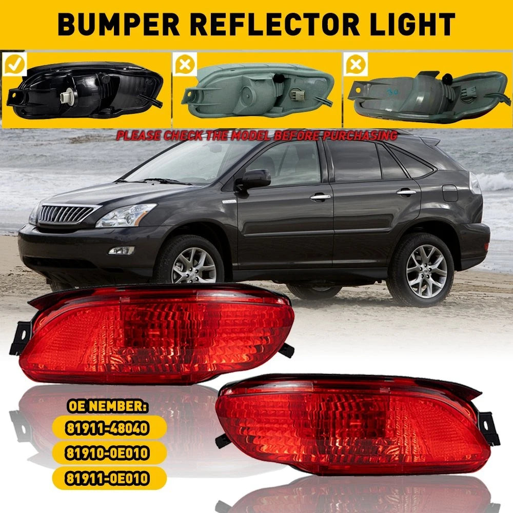 Pair Rear Bumper Brake Light Fog Lamp for Lexus RX330 RX350 RX400h (2004–2009)