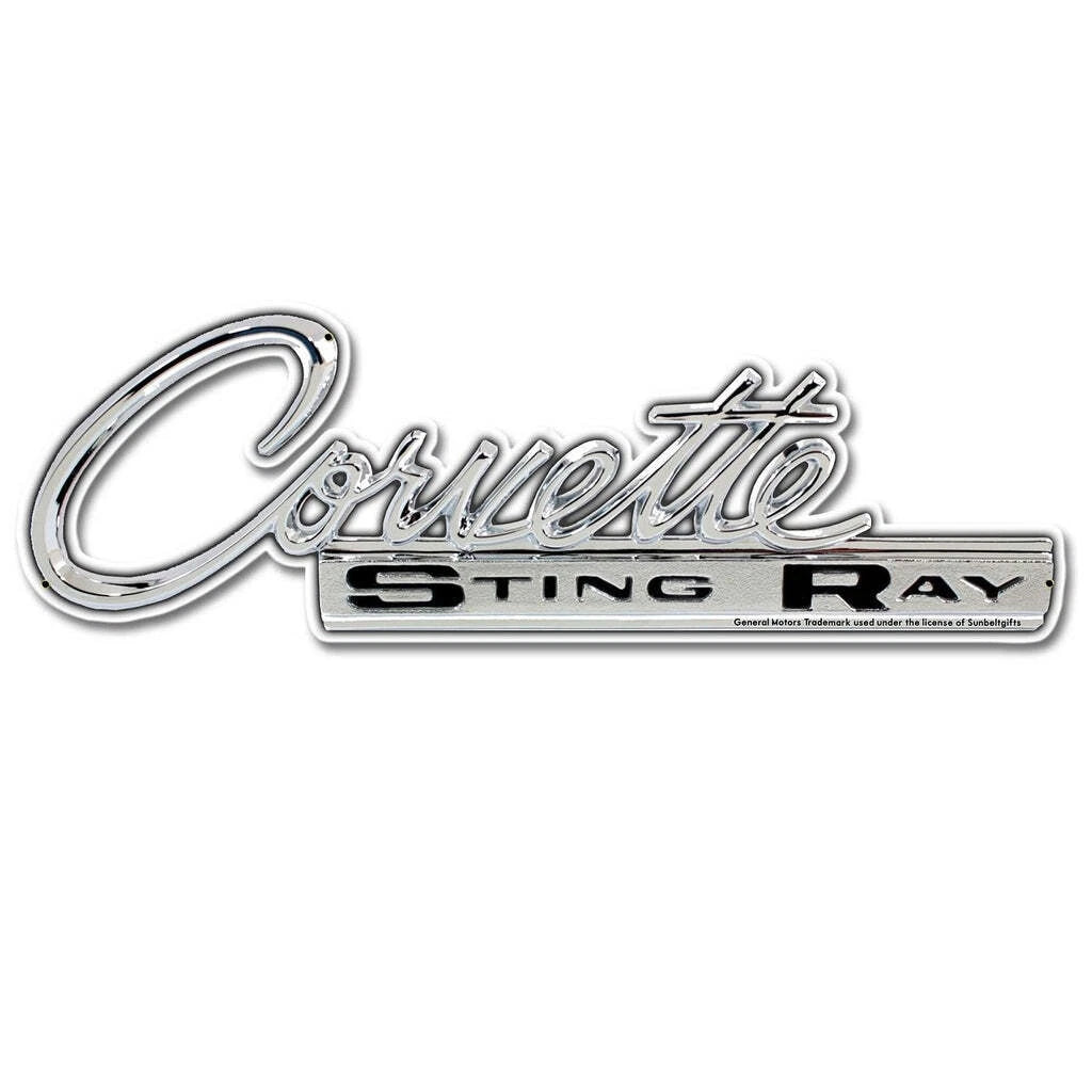 Flat Metal Sign Script Logo for Chevrolet Corvette Sting Ray (1968–1976)