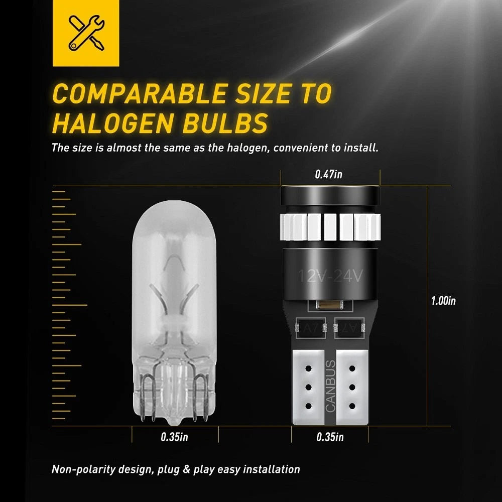 AUXITO LED Side Marker Light Bulb for Various Models (168, 194, 192, 2825)