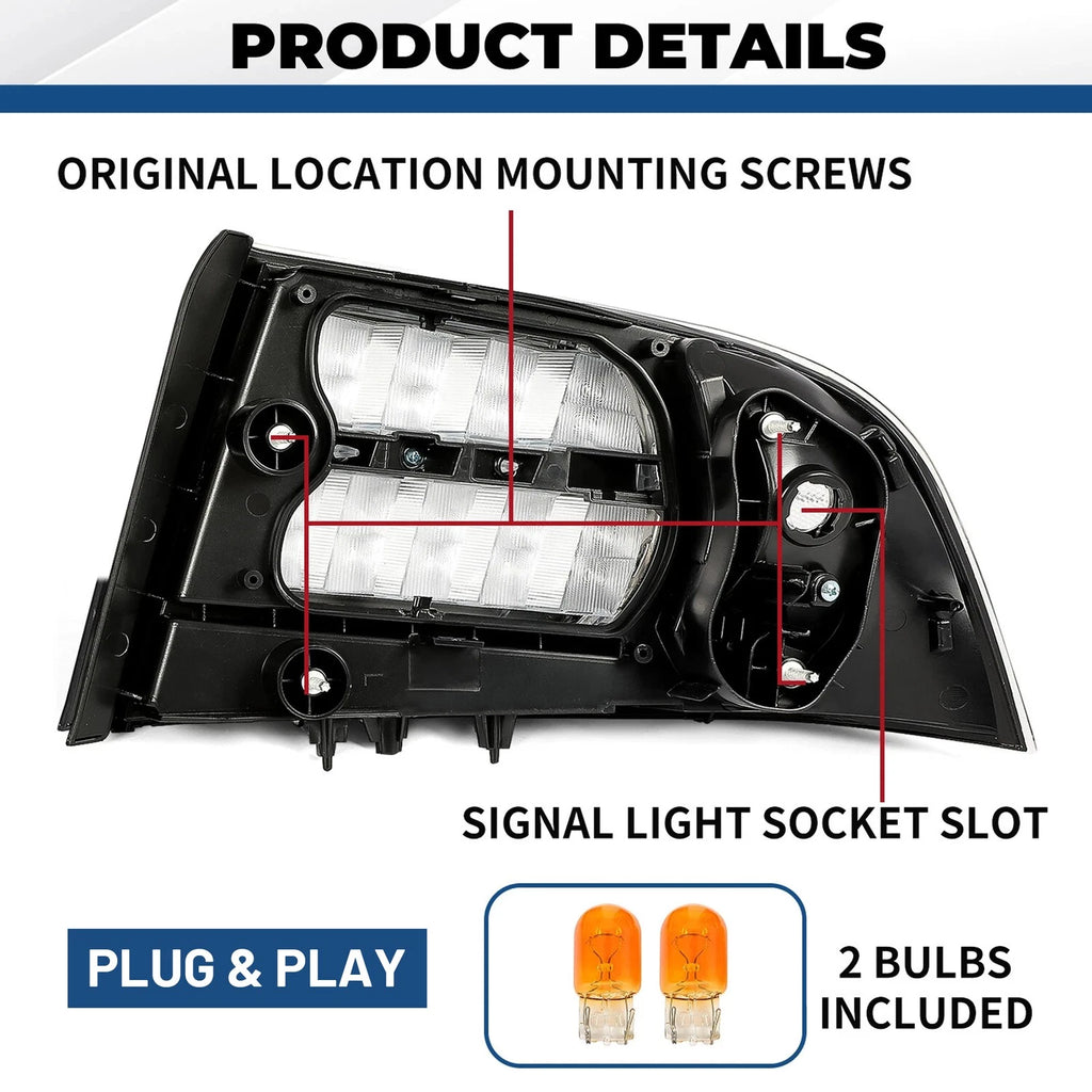 Set of 2 Rear Tail Lights for Acura TL (2004–2008) Black Housing Clear Lens Halogen