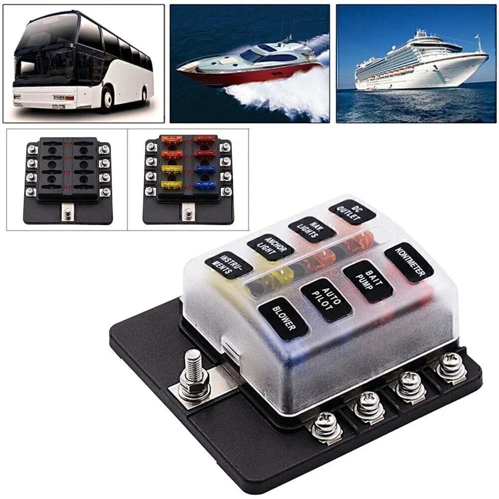 8 Way LED Fuse Box Block Holder for Universal Use