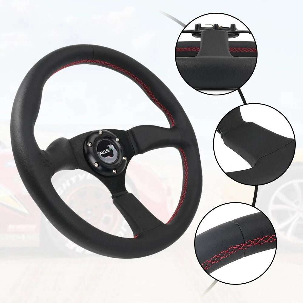 14" Leather Steering Wheel with Hub Adapter for Ford Mustang (1984–2004)