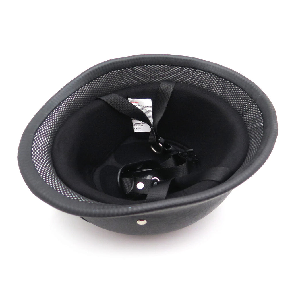Black Leather Half Face Helmet for Motorcycle (DOT Approved, XL)