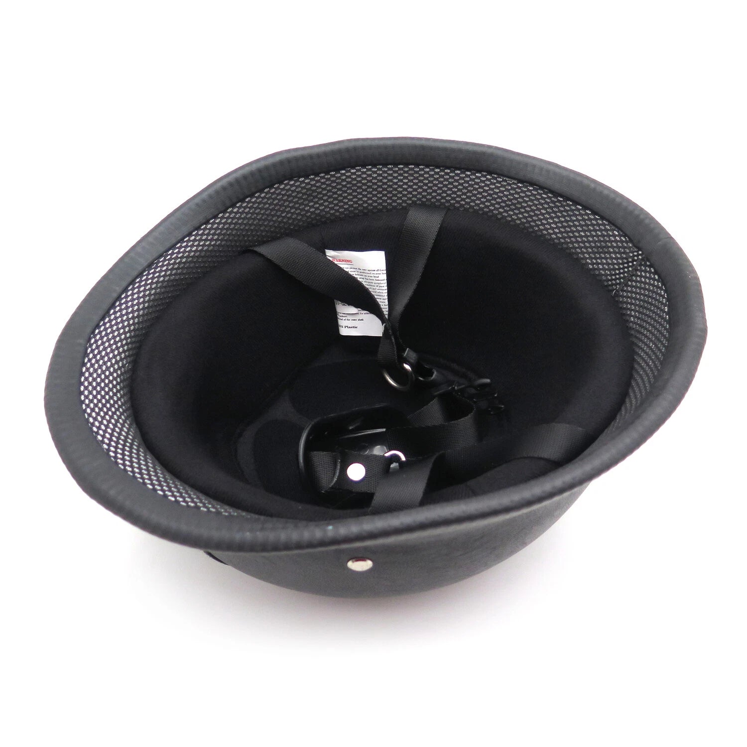 Black Leather Half Face Helmet for Motorcycle (DOT Approved, XL)