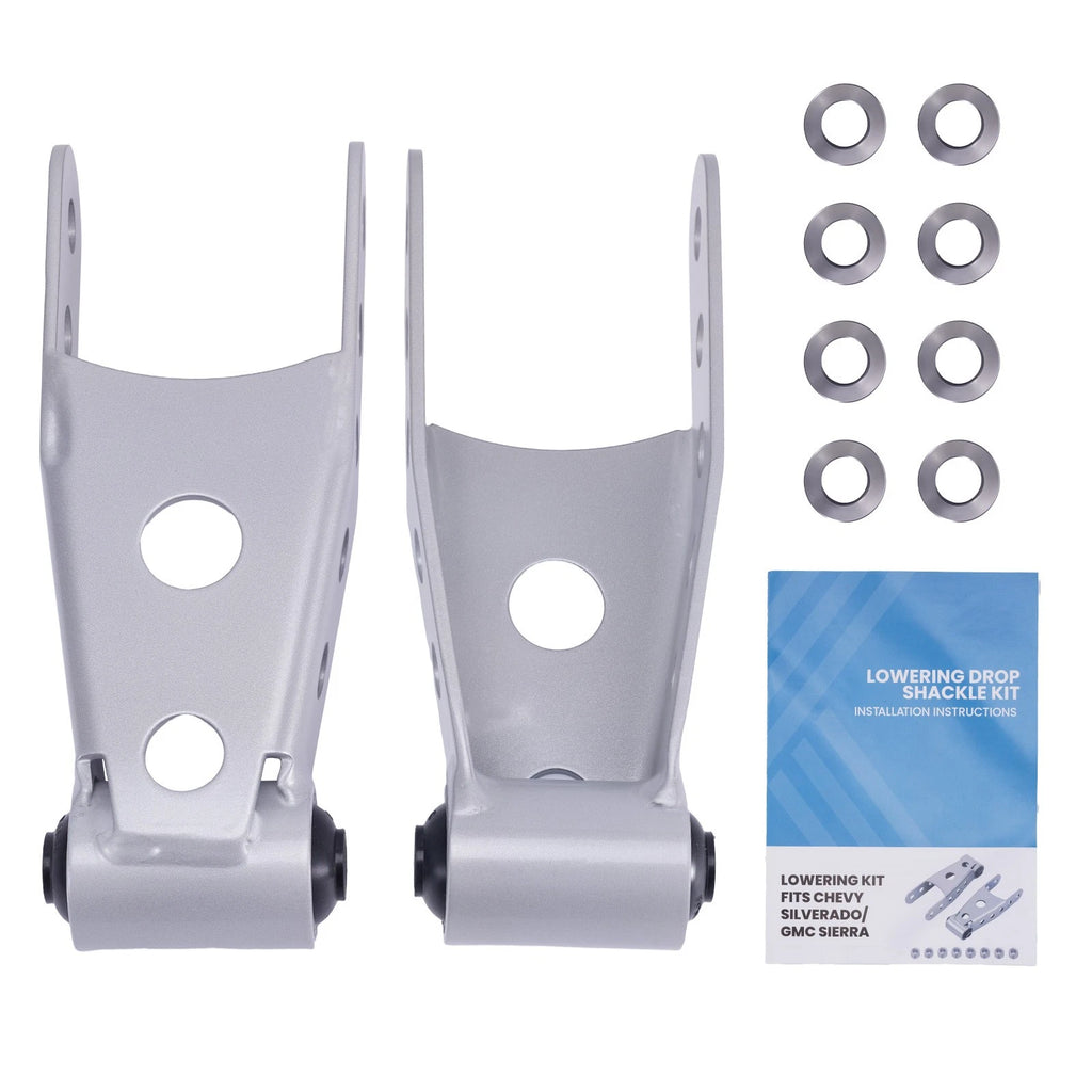 2" Rear Lowering Drop Shackles Kit for GMC Sierra, Chevy Silverado (2007–2018)